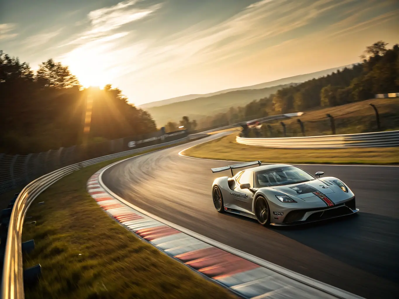 A dynamic photograph of a vintage sports car race, highlighting the speed and agility of the vehicles as they navigate a challenging track.